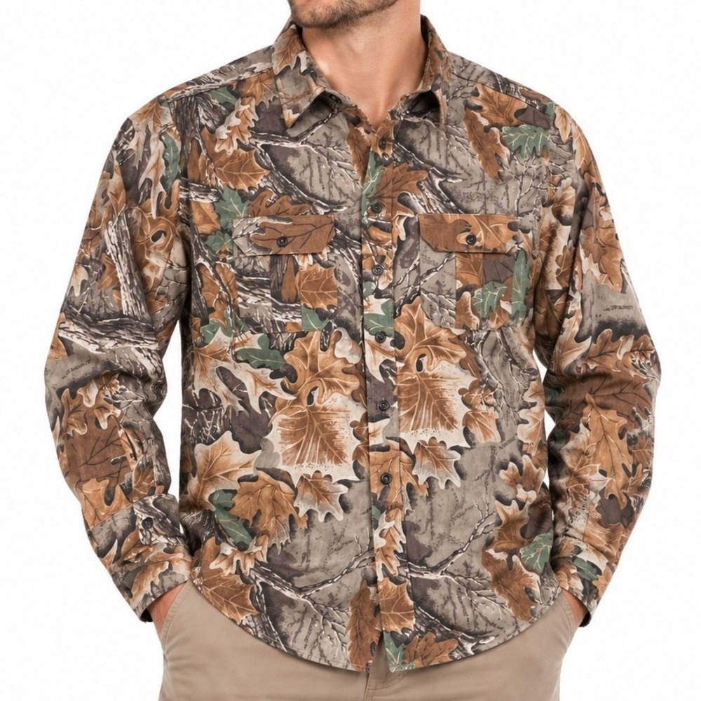 Walls Button Down Men 3XL Brown Camo Advantage Timber Workwear Hunting Shirt